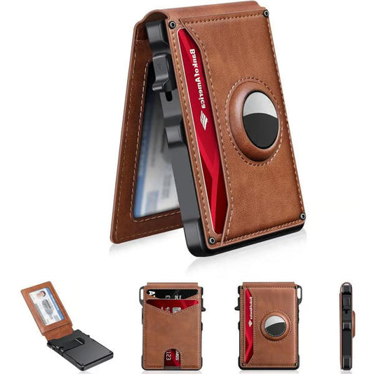 🔥Last Day 50% OFF-💼🔒Men's Simple Bifold Wallet- With Pop Up Aluminum Case Money Clip Slim Leather Slots Credit Card Holder RFID Blocking Bifold Minimalist Wallet(🎁Perfect Gift)