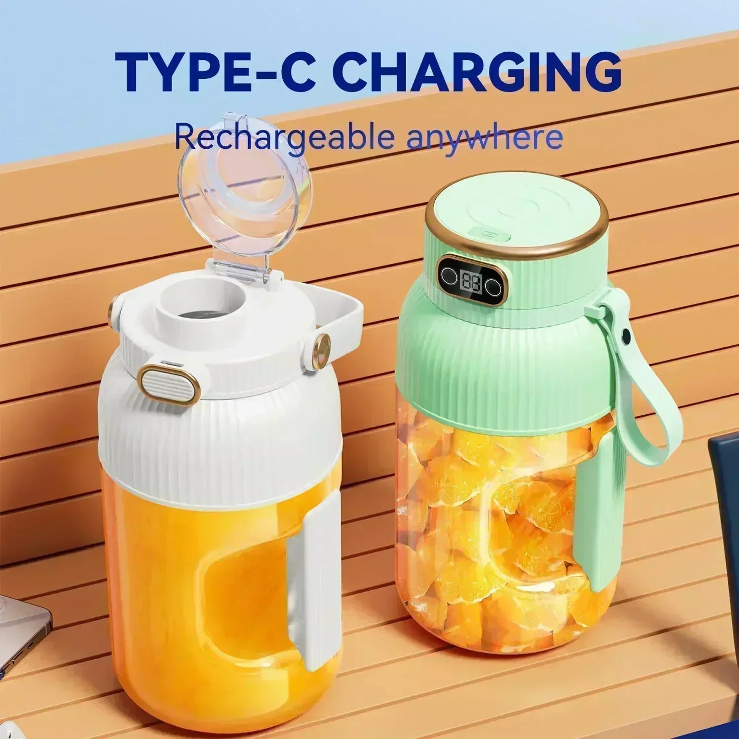 2-in-1 Juicer Cup 🍹 Drink Directly After Juicing. Large Capacity, Digital Screen, Multi-blade Design. Portable And A Must-have For The Gym And Outdoors 🏋️