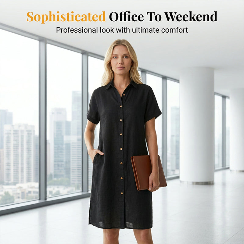 🌸Women's Short Sleeve Button-Down Shirt Dress – Your New Wardrobe Essential ✨