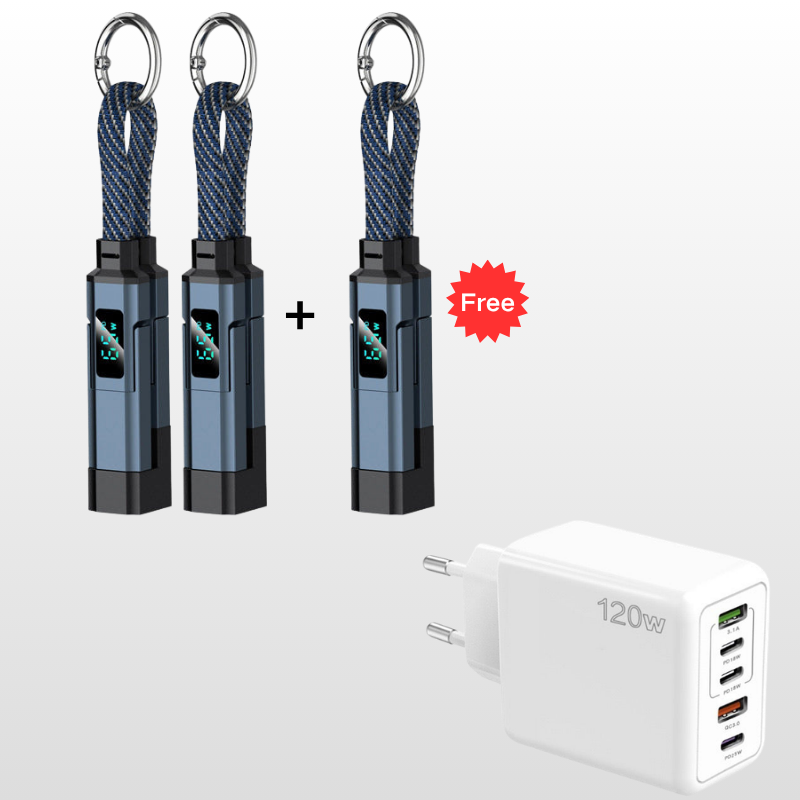 🔥HOT SALE 61% OFF🔥4-in-1 Digital Display Keychain Charging Cable