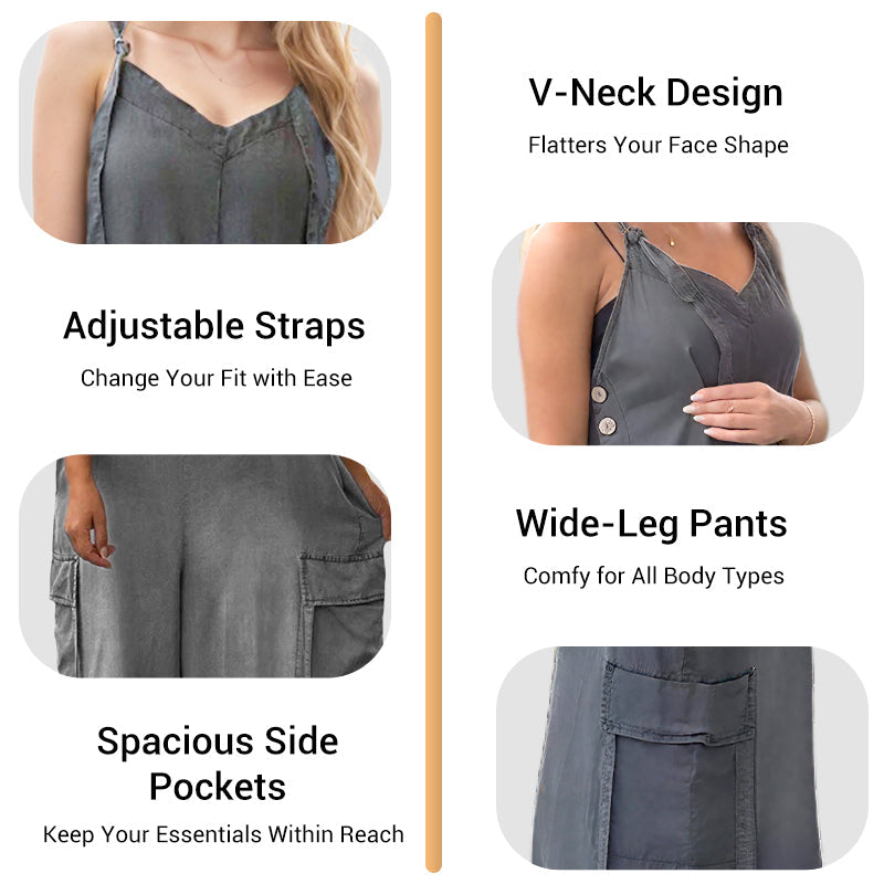 💕Was soll ich morgen anziehen?💃Damen Jumpsuit mit weitem Bein, locker geschnitten und mit Taschen✨ Komfort trifft mühelosen Stil