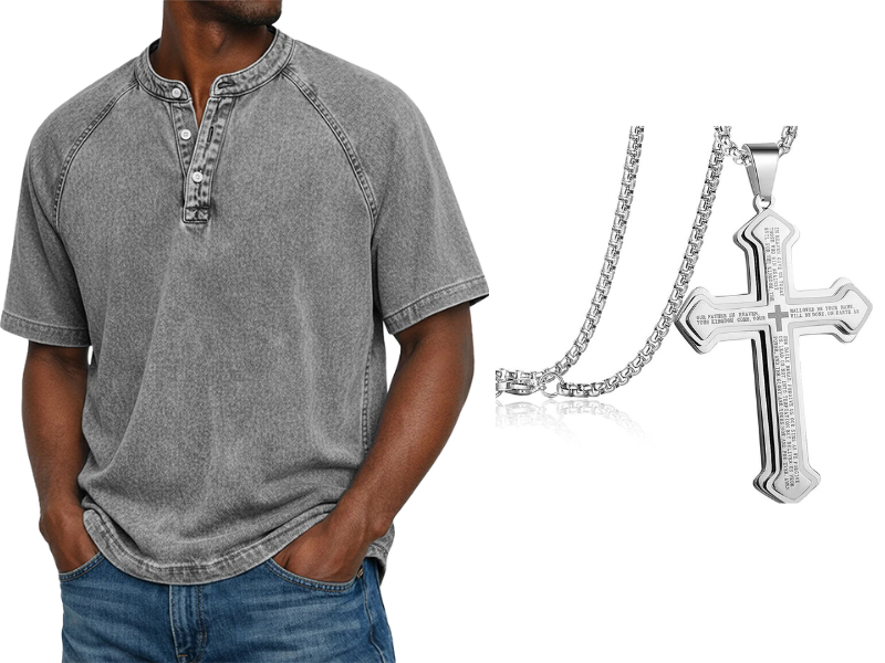 ✨Men's Casual Band Collar Short Sleeve Shirt - Comfortable, Breathable & Effortlessly Stylish