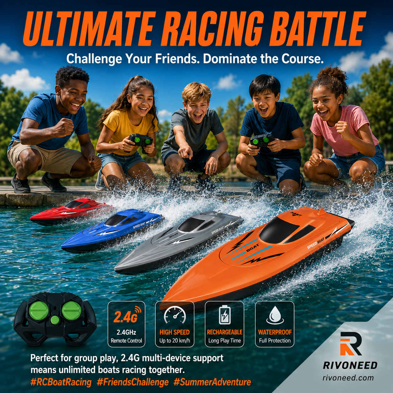 🚤 LIMITED-TIME 50% OFF! ✨ Dual-Motor RC Boat – 2.4GHz, Waterproof, Impact-Resistant 🌊