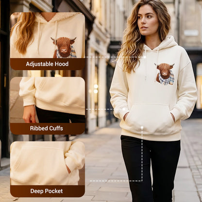 🐮 50% OFF!!🎁Cute Highland Cow Cozy Fleece-Lined Hooded Sweatshirt