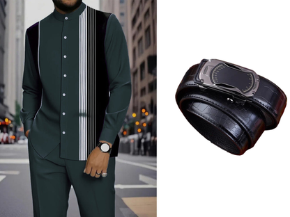 👔 Men's Striped Shirt & Pants 2-Piece Set✨ Effortless Style✨