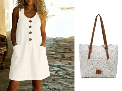 🌸Women's Solid Color U-Neck Sleeveless Cotton Linen Dress - Lightweight, Breezy & Ridiculously Comfy 💛