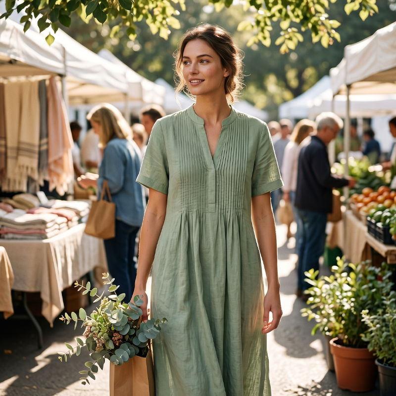 🔥 Nur heute – Bis zu 50% RABATT 👗 Damen lockeres Freizeitkleid mit V-Ausschnitt✨