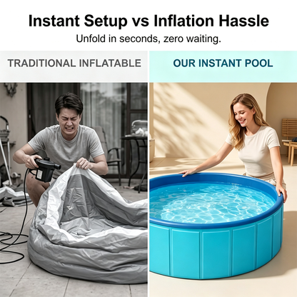 🏡💦Large Foldable Backyard Wading Pool for Whole Family & Pets – Instant Summer Fun For Kids & Year-Round Play 🏖️