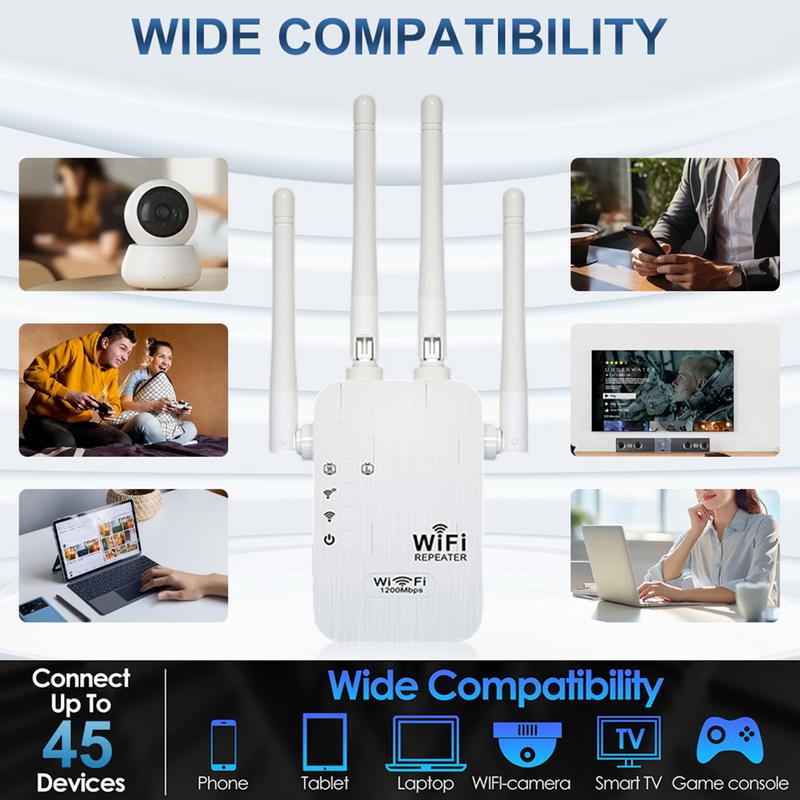 🔥2026 Hot Sale 🎁1200Mbps Dual Band (5GHz/2.4GHz) WiFi Extender Covers 10,000 sq. ft & 50 Devices