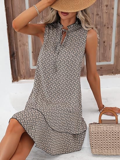 🎉Last Day Promotion 70% OFF💃Women's Geometric Print Bow Dress