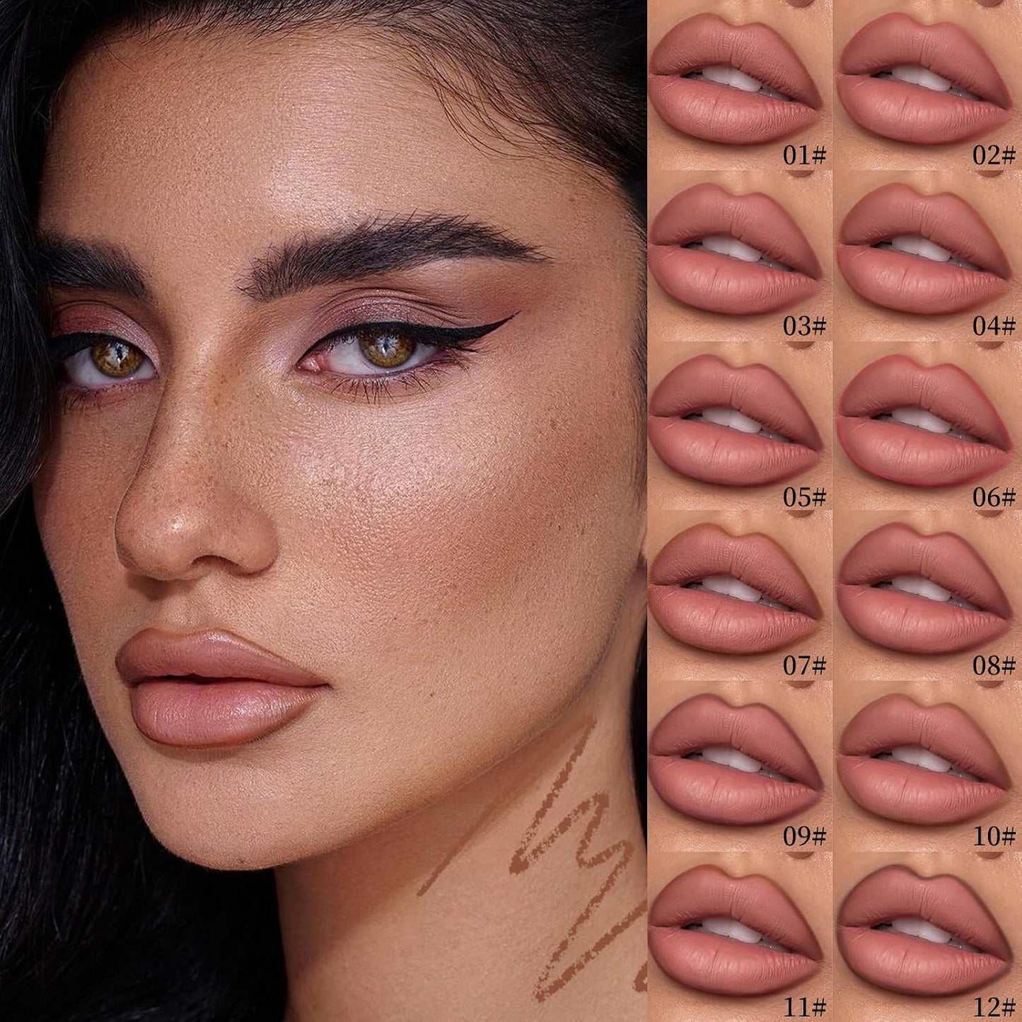 🔥Heiße Angebote – 12-Farben Matter Lippenstift & Lipliner Set (Holzummantelt) – Für perfekt definierte Lippen für jeden Look ✨