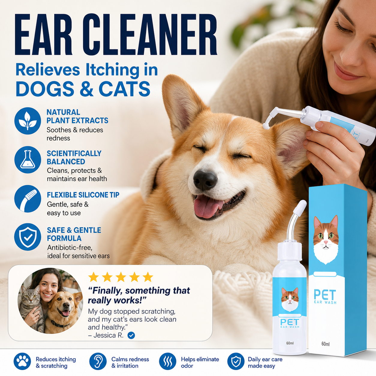 🐾 2026 Sale — Over 68,000 Sold!🔥 Pet Ear Cleaner – Natural Plant Extracts 🌿