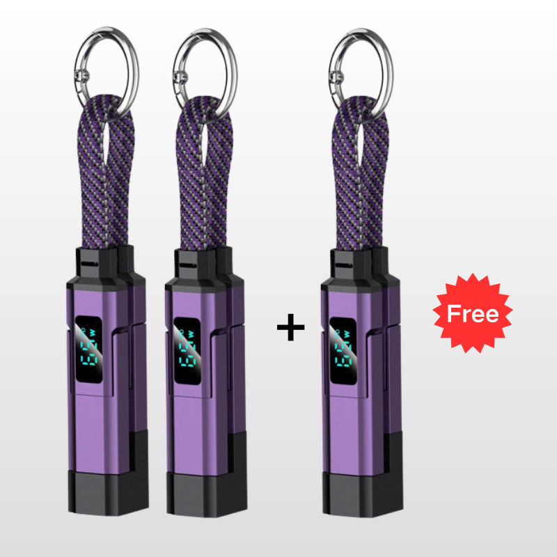 🔥HOT SALE 61% OFF🔥4-in-1 Digital Display Keychain Charging Cable