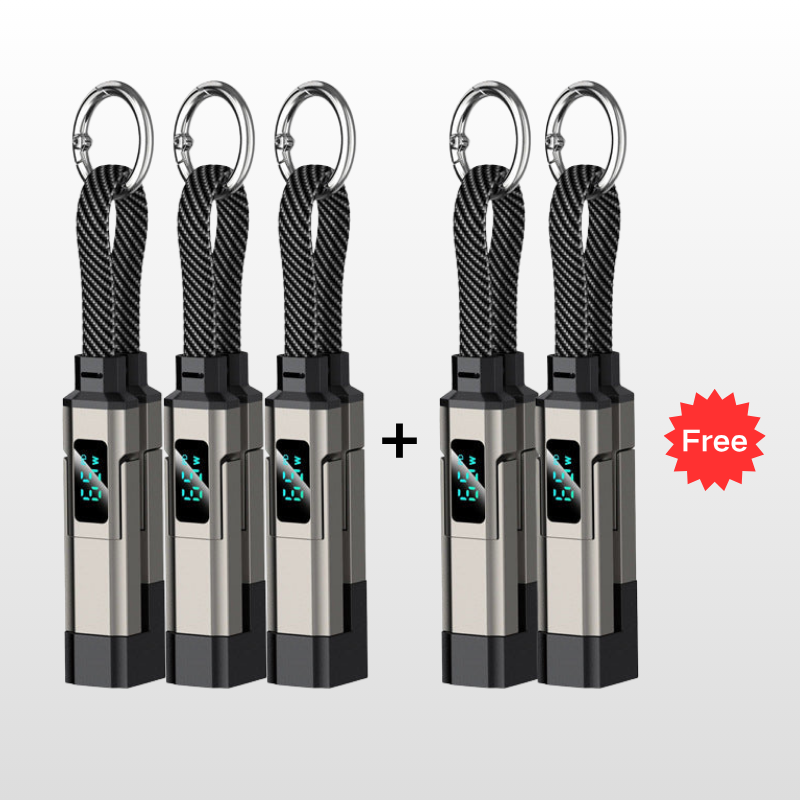 🔥HOT SALE 61% OFF🔥4-in-1 Digital Display Keychain Charging Cable
