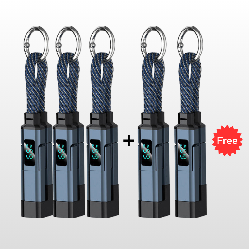 🔥HOT SALE 61% OFF🔥4-in-1 Digital Display Keychain Charging Cable