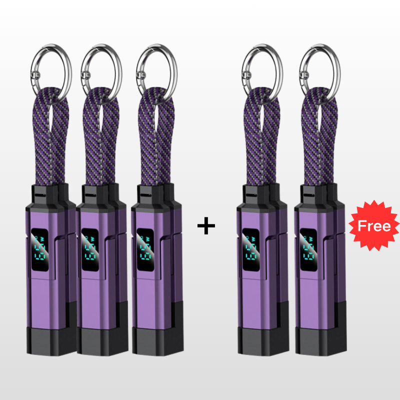 🔥HOT SALE 61% OFF🔥4-in-1 Digital Display Keychain Charging Cable