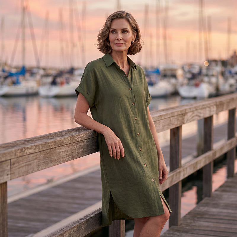 🌸Women's Short Sleeve Button-Down Shirt Dress – Your New Wardrobe Essential ✨