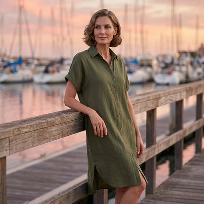 🌸Women's Short Sleeve Button-Down Shirt Dress – Your New Wardrobe Essential ✨