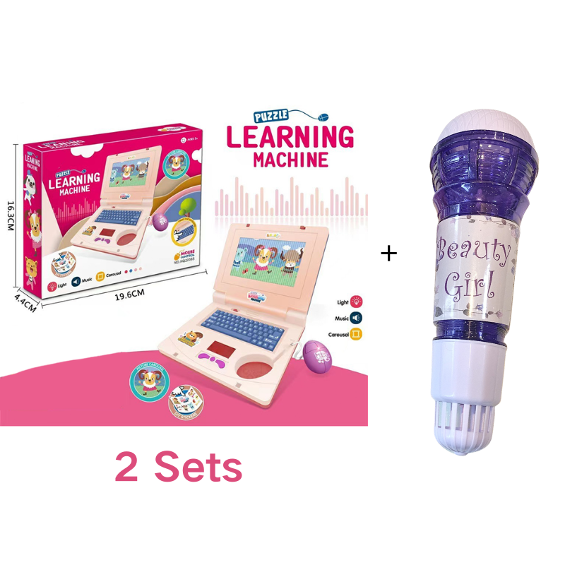 🔥 Interactive Simulation Toy Laptop – Pretend Play Computer with A-Z Keyboard & 1-10 Number Keys, 55+ Songs Lights Sounds, 5 Learning Modes (ABC/Numbers/Music/Games/Messages), Foldable with Handle