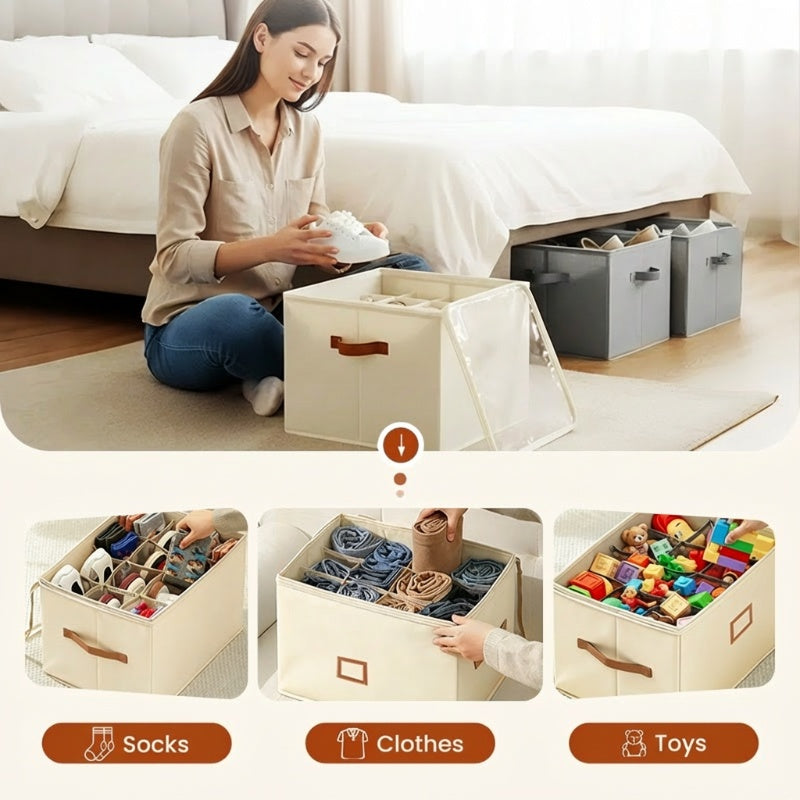 👟 Schuh-Organizer-Aufbewahrungsbox aus Stoff – faltbares Design, großes Fassungsvermögen, staubdicht & atmungsaktiv, platzsparend für Schrank & Schlafzimmer 🧺