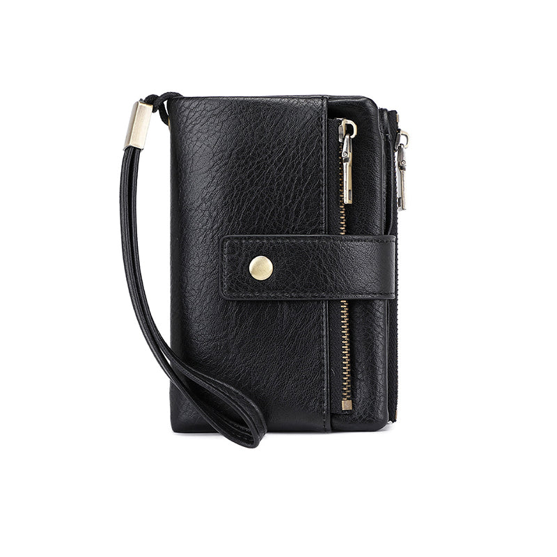 Women's Retro Style RFID Blocking Tri-fold Wallet