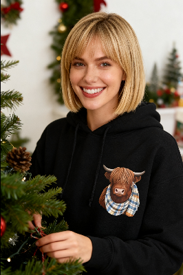 🐮 50% OFF!!🎁Cute Highland Cow Cozy Fleece-Lined Hooded Sweatshirt