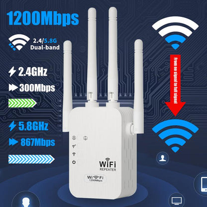 🔥2026 Hot Sale 🎁1200Mbps Dual Band (5GHz/2.4GHz) WiFi Extender Covers 10,000 sq. ft & 50 Devices