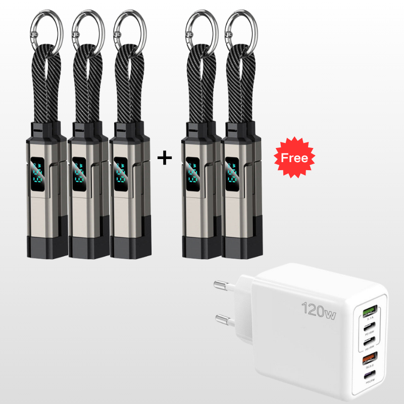 🔥HOT SALE 61% OFF🔥4-in-1 Digital Display Keychain Charging Cable