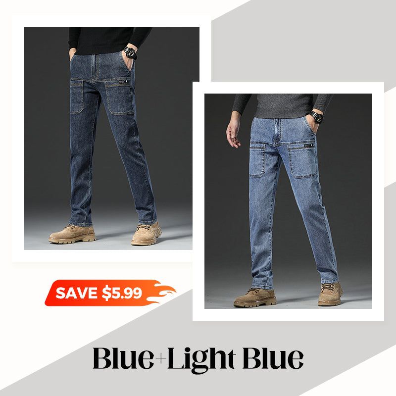 🔥 Men’s Slim Fit Jeans with 6 Functional Pockets – Style Meets Utility!