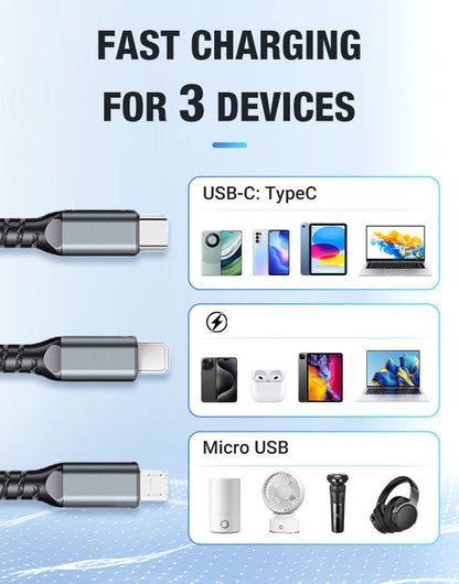 Transparent Luminous 3-in-1 Fast Charging Cable
