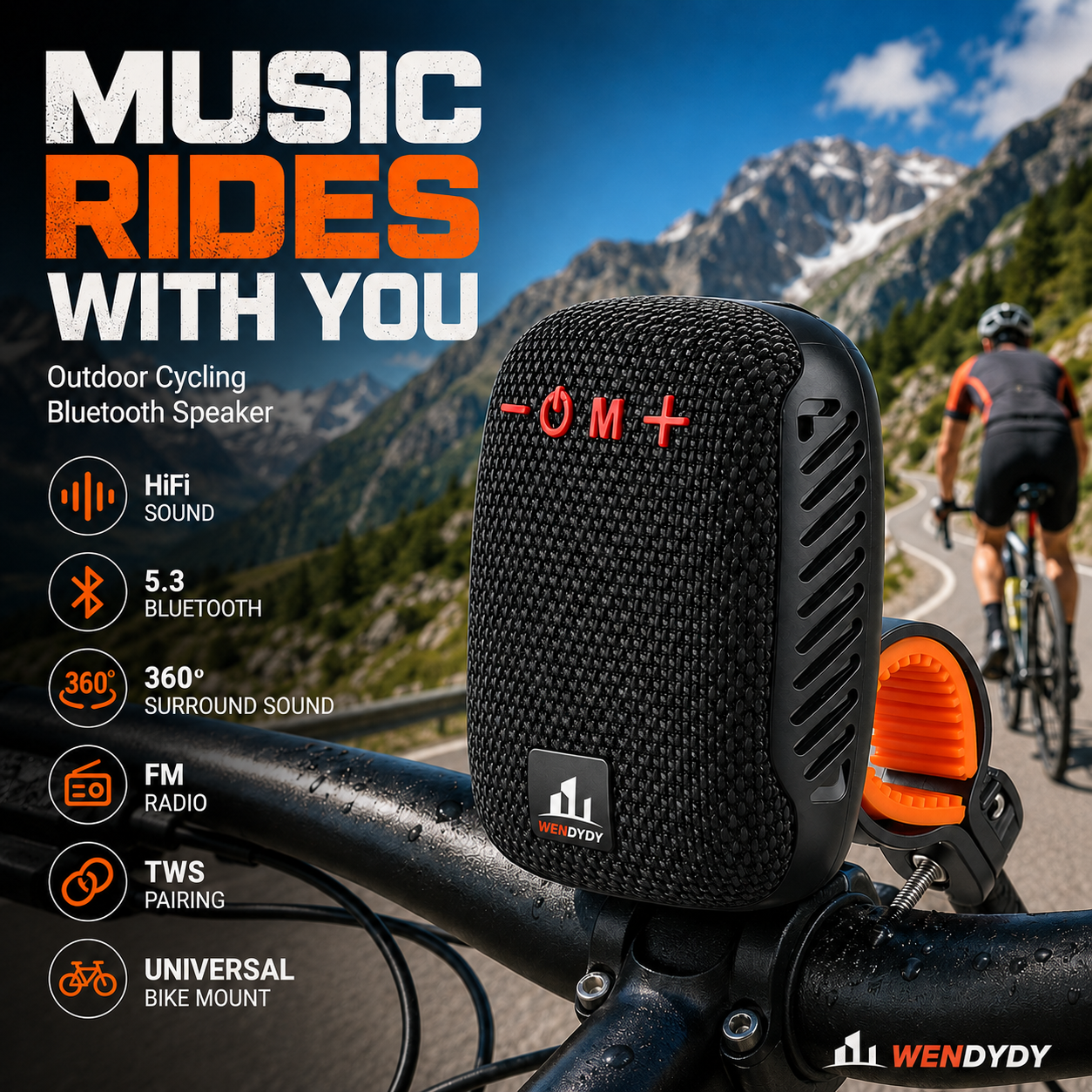 🚴‍♂️🎵 Waterproof Bike Bluetooth Speaker – IPX5, TWS stereo, hands‑free calls. Secure mount, 70m range. Ride with beats! 🔊✨