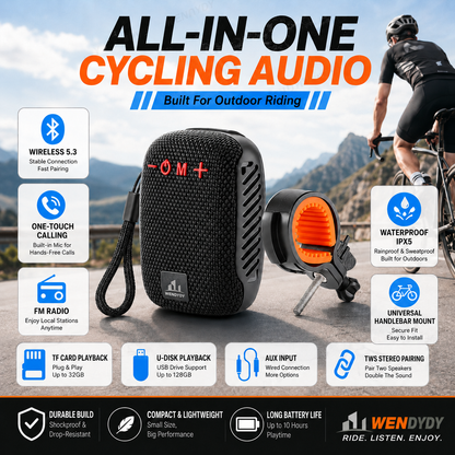 🚴‍♂️🎵 Waterproof Bike Bluetooth Speaker – IPX5, TWS stereo, hands‑free calls. Secure mount, 70m range. Ride with beats! 🔊✨