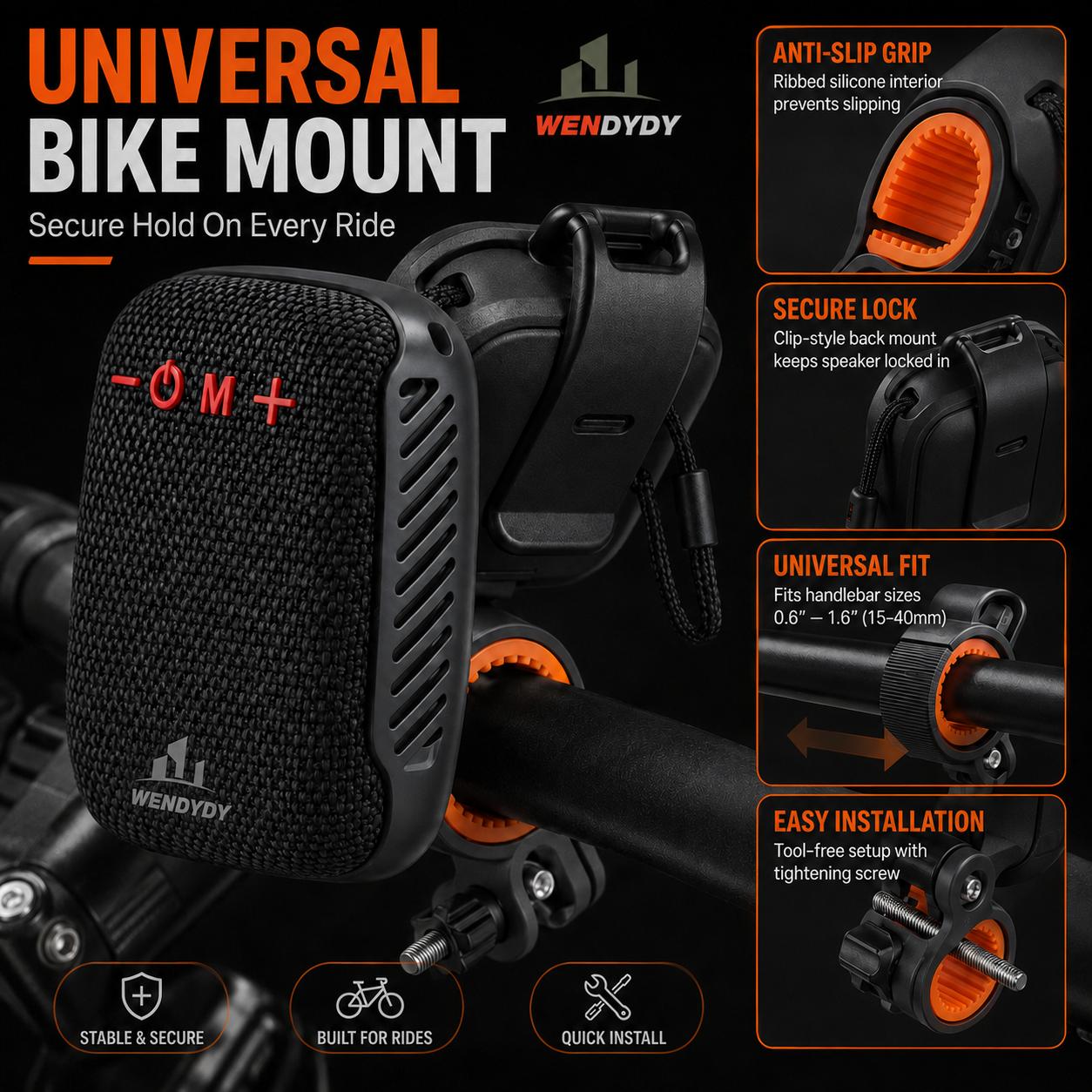 🚴‍♂️🎵 Waterproof Bike Bluetooth Speaker – IPX5, TWS stereo, hands‑free calls. Secure mount, 70m range. Ride with beats! 🔊✨