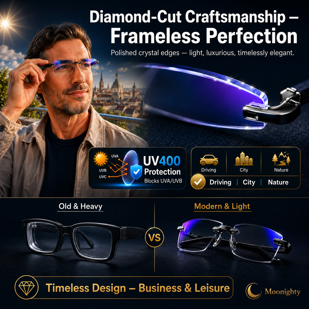 😍Buy 1 Get 1 Free 👓 Crystal Clear Reading Glasses – Lightweight Frameless Design with Premium Diamond-Cut Finish ✨