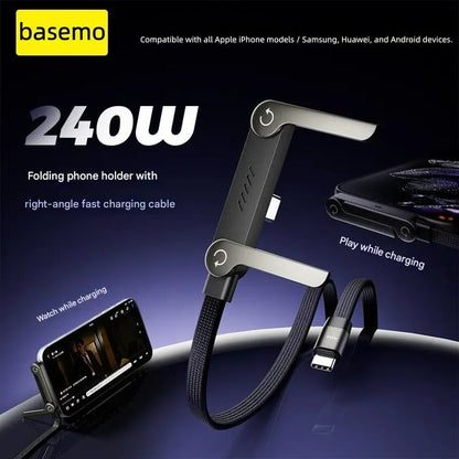 ⏳Limited-time 67% off 🧶2-in-1 ⚡️240w super fast charging📱Invisible Holder Charger Cable with Stand