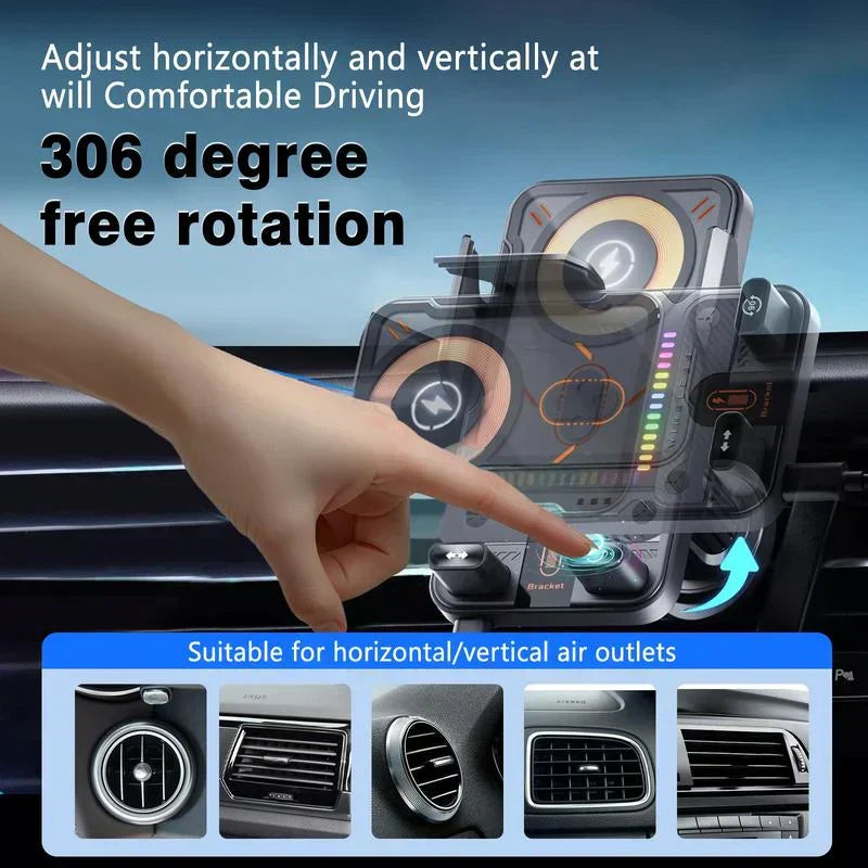 🔥HOT SALE 53% OFF🎁⚡Over 50K Sold! 📱Smart 2-in-1 Car Rotating Mobile Phone Holder & Wireless Charger⚡