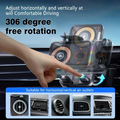🔥HOT SALE 53% OFF🎁⚡Over 50K Sold! 📱Smart 2-in-1 Car Rotating Mobile Phone Holder & Wireless Charger⚡