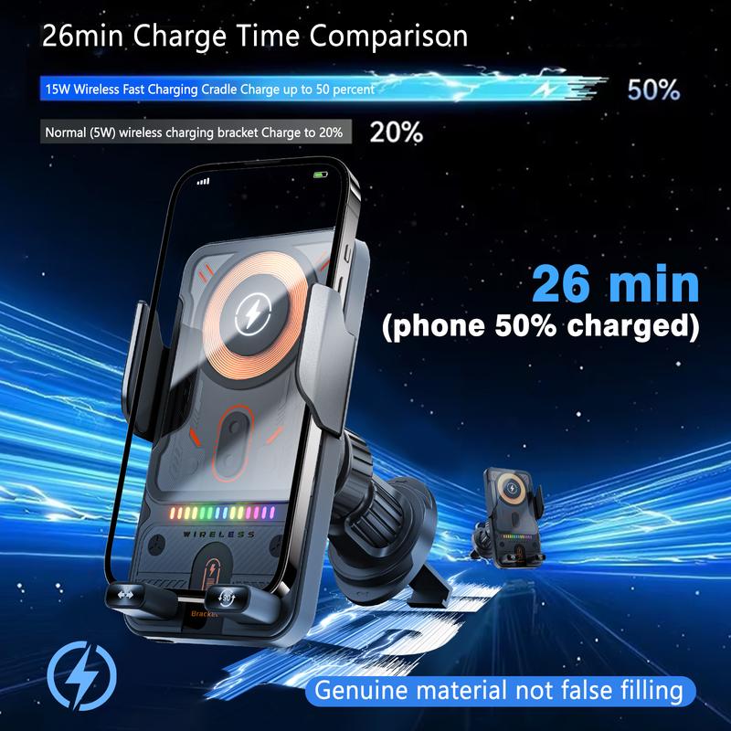 🔥HOT SALE 53% OFF🎁⚡Over 50K Sold! 📱Smart 2-in-1 Car Rotating Mobile Phone Holder & Wireless Charger⚡