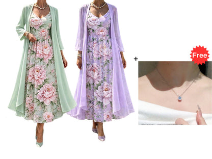 🌸👗Elegantes zweiteiliges Blumenkleid-Set für Damen – Perfekter Sommer-Urlaubslook✨