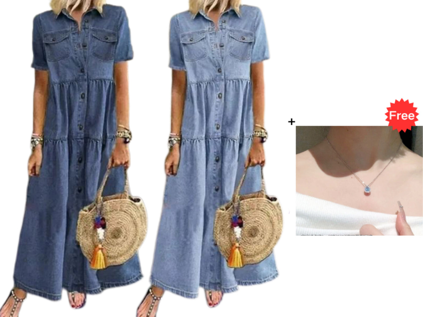 👗✨Women's Vintage Denim Maxi Dress – Effortless Everyday Chic🔥