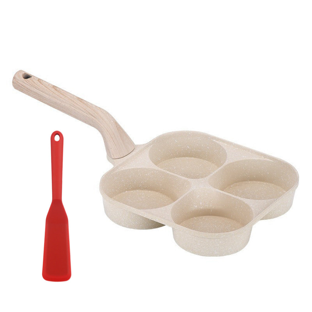 🍳4-Tassen antihaftbeschichtete Pfanne mit Unterteilung ✨Perfekt für die schnelle Zubereitung eines köstlichen und gesunden Frühstücks