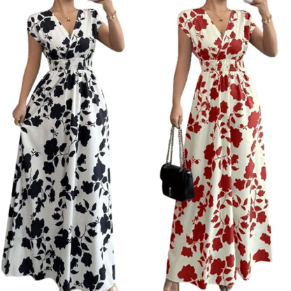 ✨Limited-time 50% Off ✨ Floral V-Neck Smocked Waist Maxi Dress🌸 Effortless Elegance 🌼