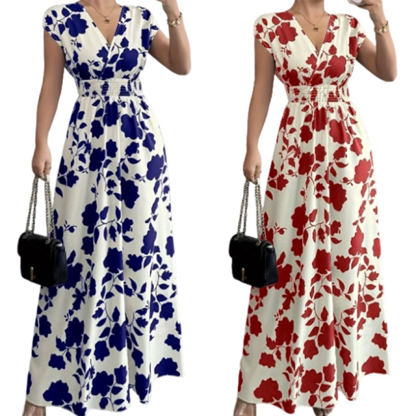 ✨Limited-time 50% Off ✨ Floral V-Neck Smocked Waist Maxi Dress🌸 Effortless Elegance 🌼