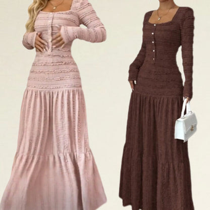 🌸💕 Mühelos elegant – Das Maxikleid mit eckigem Ausschnitt und Rüschen ✨
