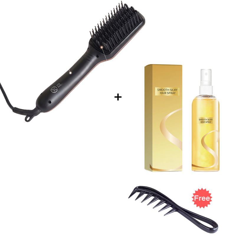 💇‍♀️Negative Ion 2-in-1 Hair Straightener Brush– Frizz-Free Fast Styling Hair Tool ✨