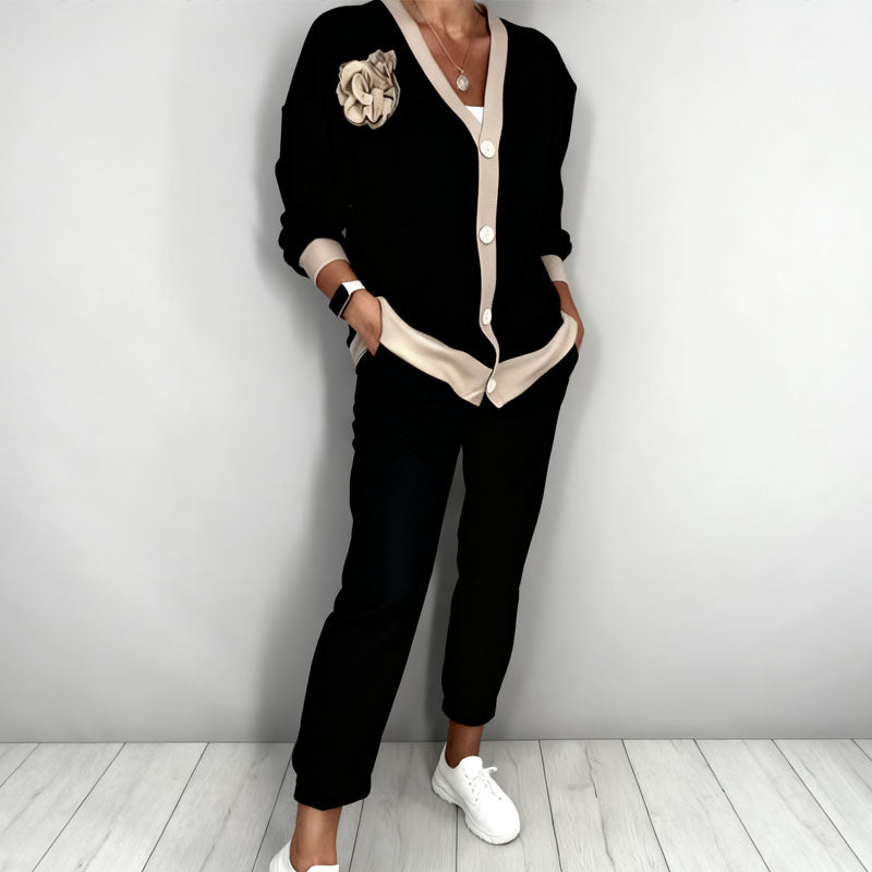🔥Limited-time offer-Women’s Casual V-Neck Top & High Waist Pants 2-Piece Set🚛Free Shipping