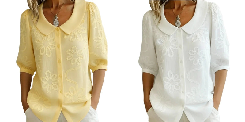 🌸Spring Sale 50% OFF 🌟Embroidered Floral Retro Collar Shirt ✨Effortlessly Elegant