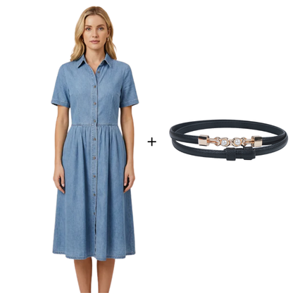 👗Elegantes & lässiges Jeanshemdkleid für Damen – mühelos schick im Alltag ✨