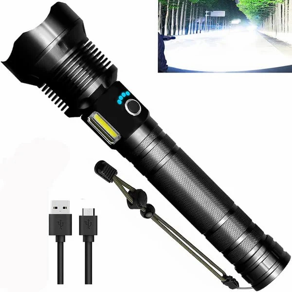 🔦20000 Lumen Tactical Flashlight-Extreme Beam & Power Bank Function⚡