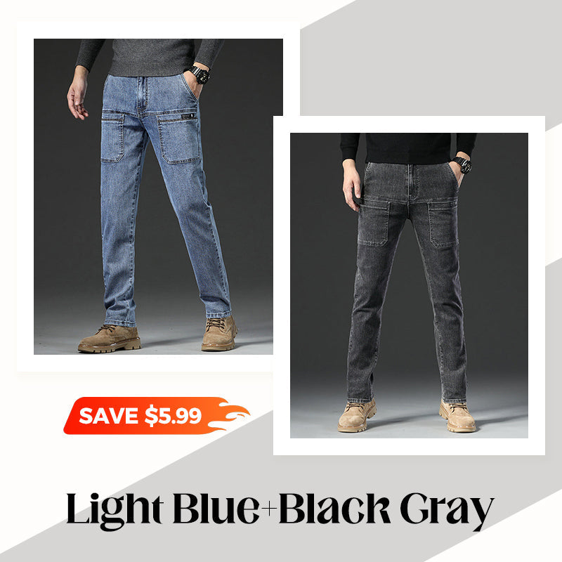 🔥 Men’s Slim Fit Jeans with 6 Functional Pockets – Style Meets Utility!